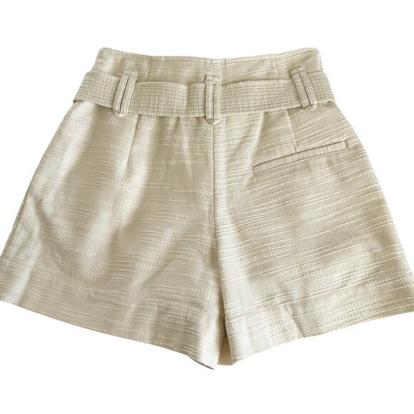 Sezane New Rome Ecru Cream High Waisted Pleated Belted Shorts Women’s Size 4 - Picture 7 of 8